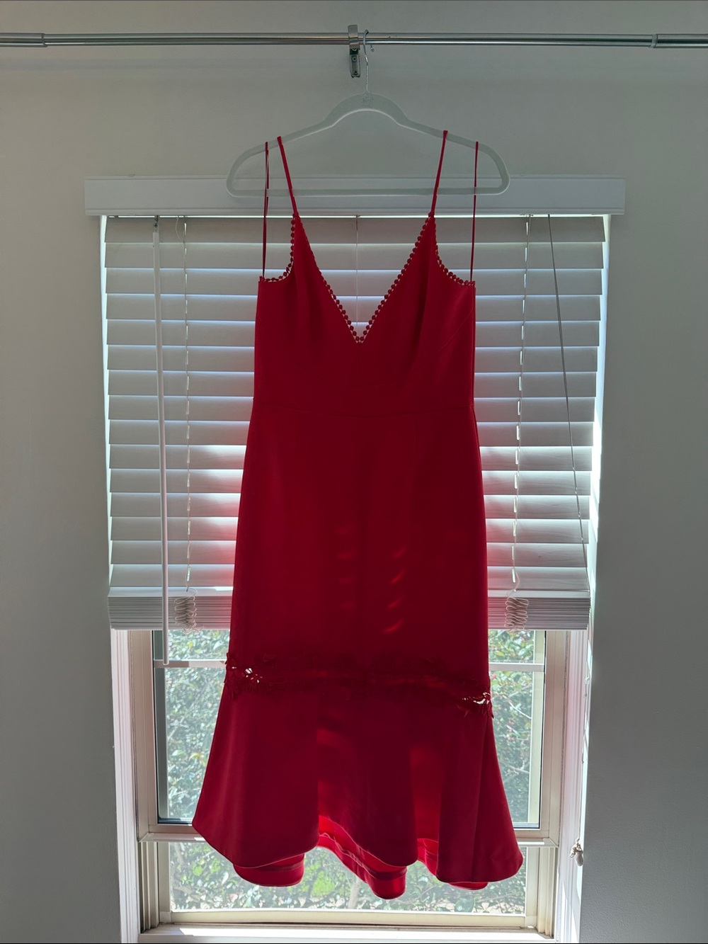 Anthropologie Red Spaghetti-Strap V-Neck Dress